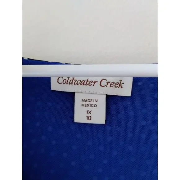 1X Coldwater Creek Blue And White Polkadot Layered Ruffles Sleeveless Blouse. 18 - Picture 4 of 16